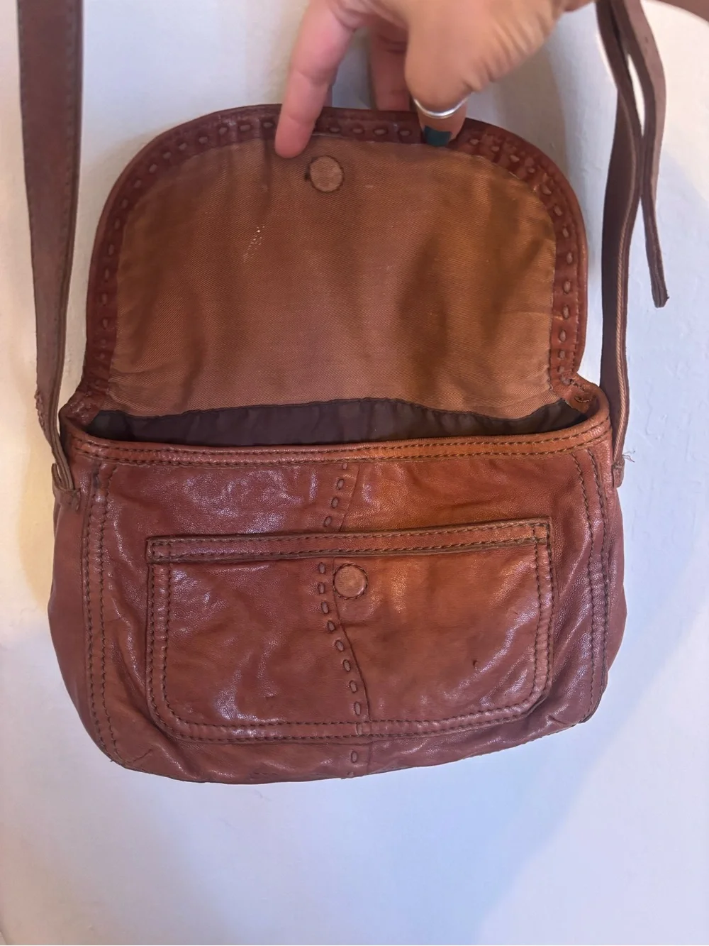 Lucky brand Italian  leather Crossbody Bag in Brown